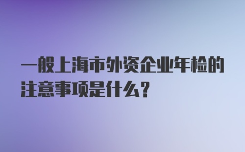 一般上海市外资企业年检的注意事项是什么？