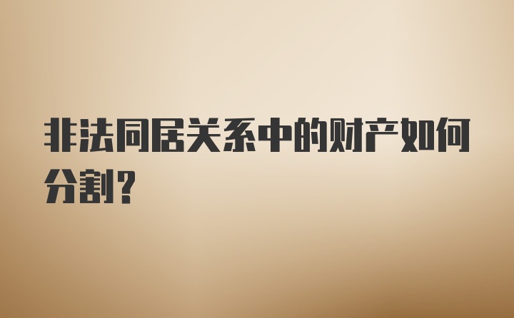 非法同居关系中的财产如何分割？