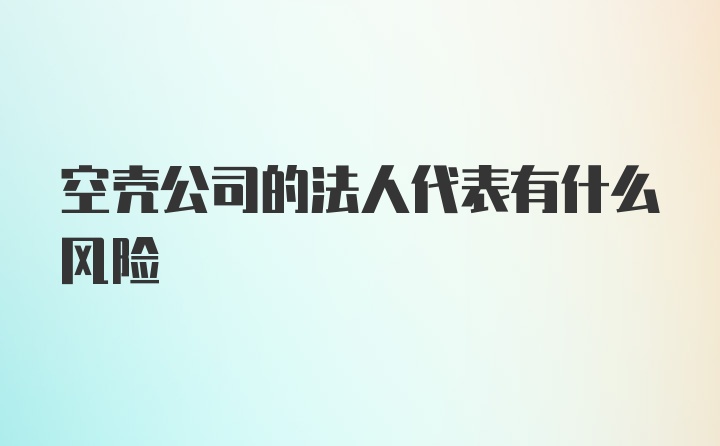 空壳公司的法人代表有什么风险