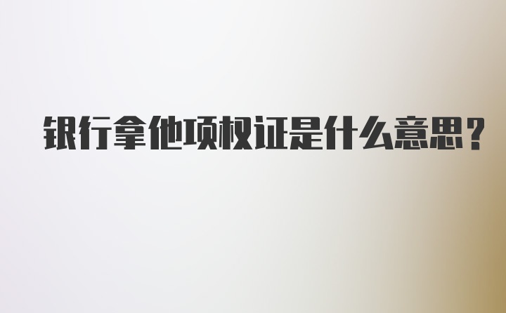 银行拿他项权证是什么意思?