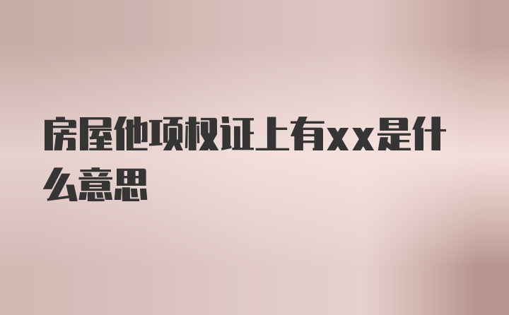 房屋他项权证上有xx是什么意思