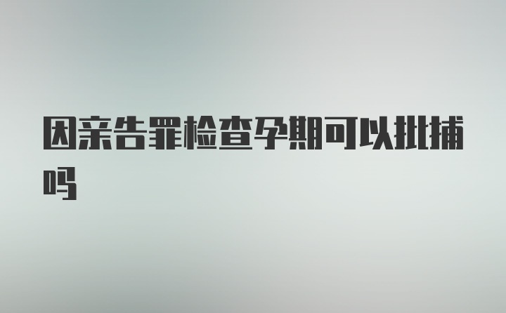 因亲告罪检查孕期可以批捕吗