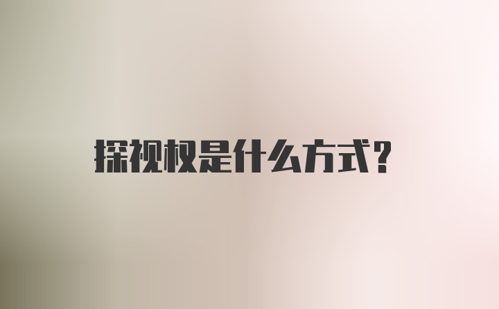 探视权是什么方式？