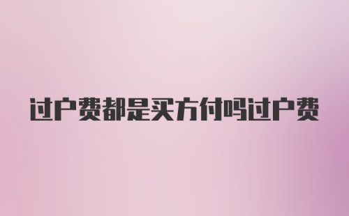 过户费都是买方付吗过户费