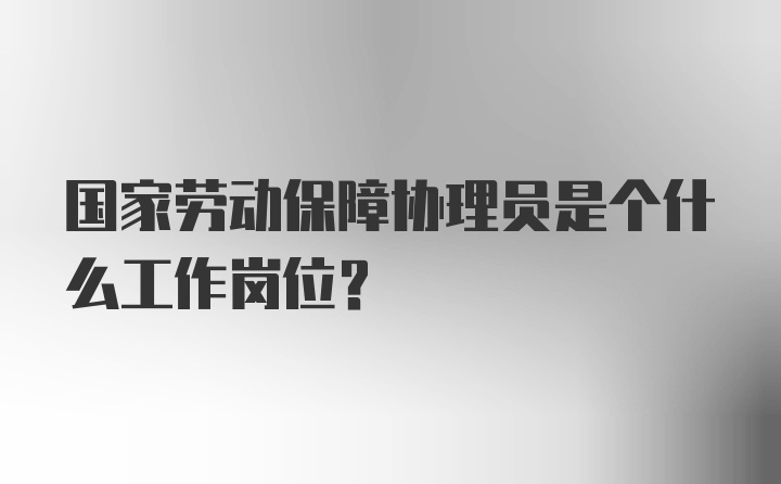 国家劳动保障协理员是个什么工作岗位？