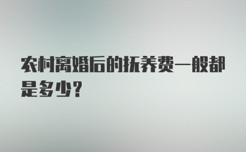 农村离婚后的抚养费一般都是多少？