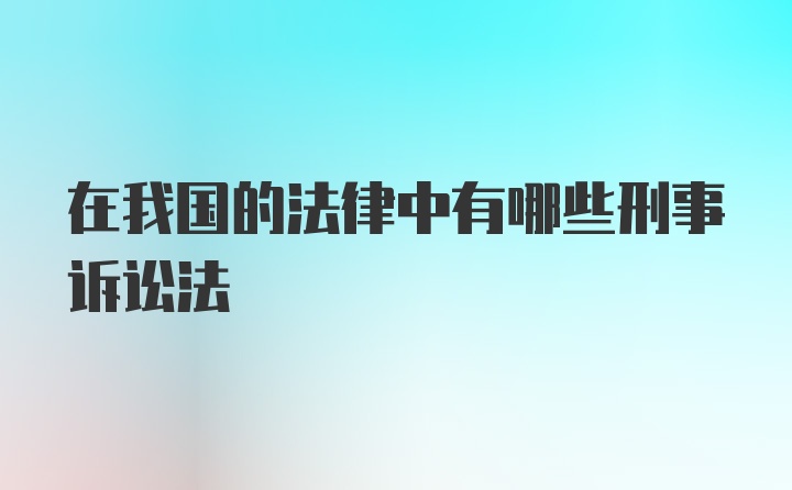 在我国的法律中有哪些刑事诉讼法