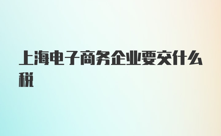 上海电子商务企业要交什么税