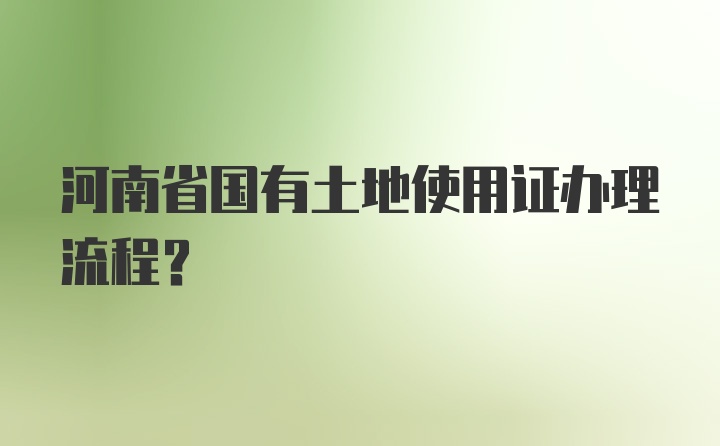 河南省国有土地使用证办理流程?