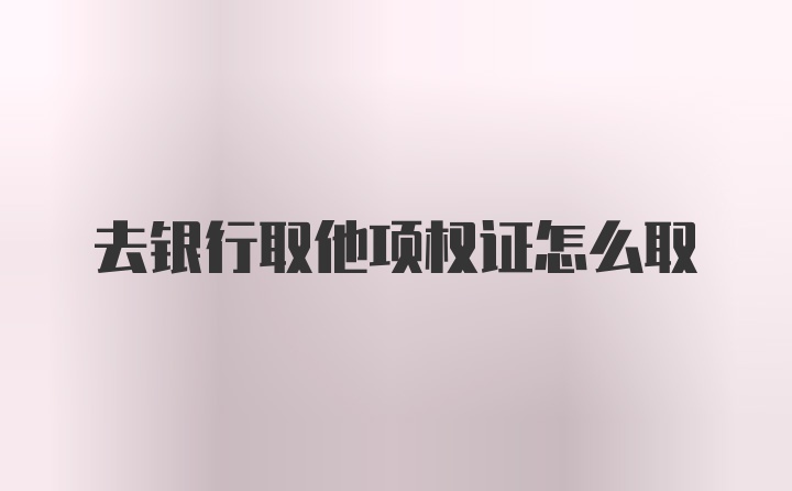 去银行取他项权证怎么取