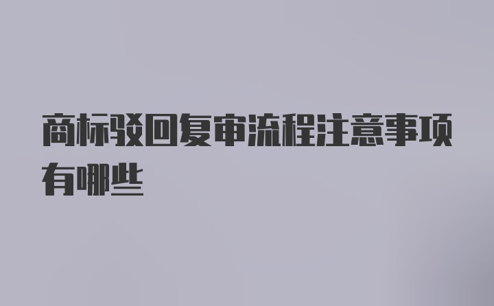 商标驳回复审流程注意事项有哪些