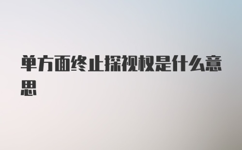 单方面终止探视权是什么意思