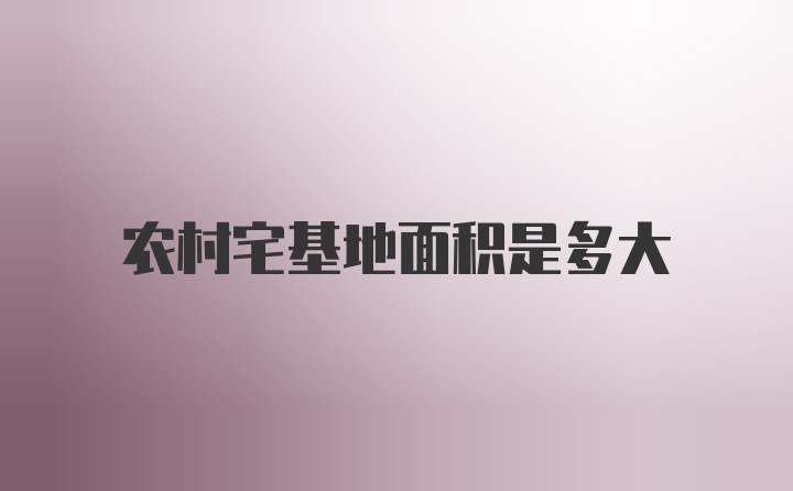 农村宅基地面积是多大