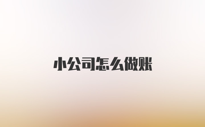 小公司怎么做账