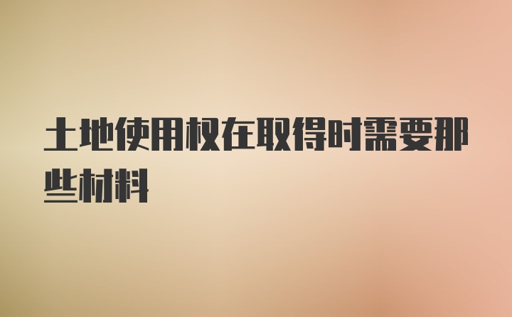 土地使用权在取得时需要那些材料