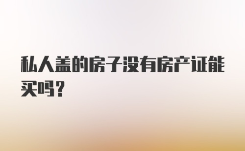 私人盖的房子没有房产证能买吗？