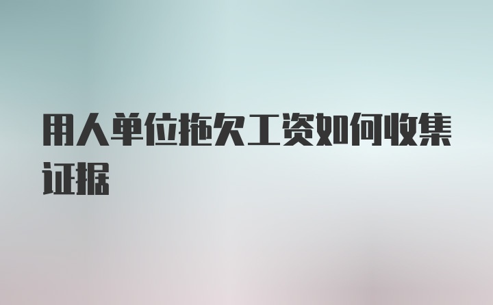 用人单位拖欠工资如何收集证据