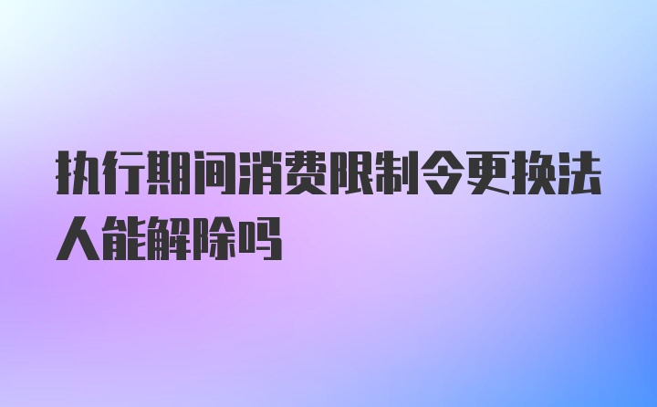 执行期间消费限制令更换法人能解除吗