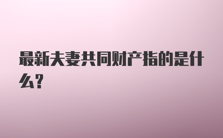 最新夫妻共同财产指的是什么？