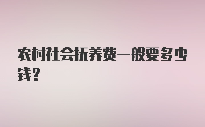 农村社会抚养费一般要多少钱?