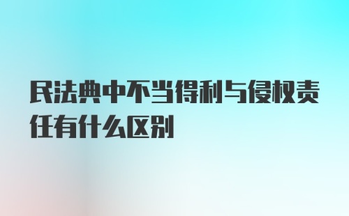 民法典中不当得利与侵权责任有什么区别