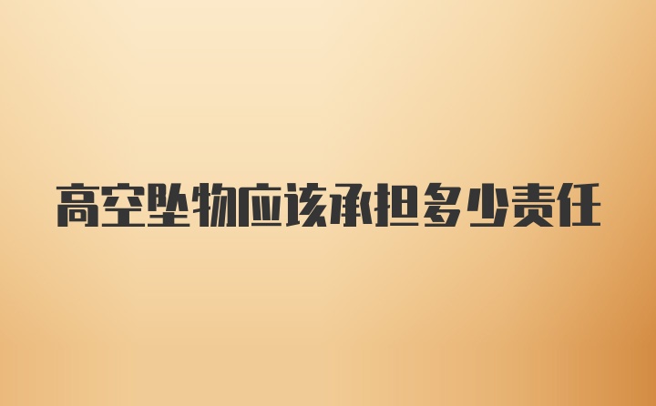 高空坠物应该承担多少责任