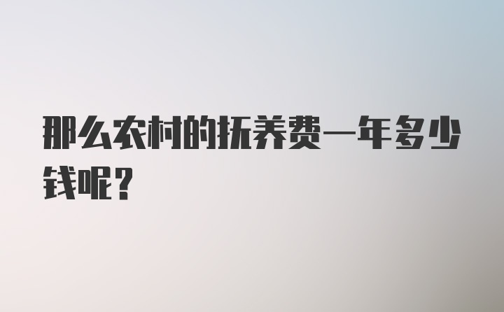 那么农村的抚养费一年多少钱呢？