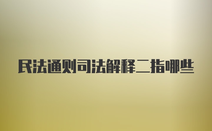 民法通则司法解释二指哪些