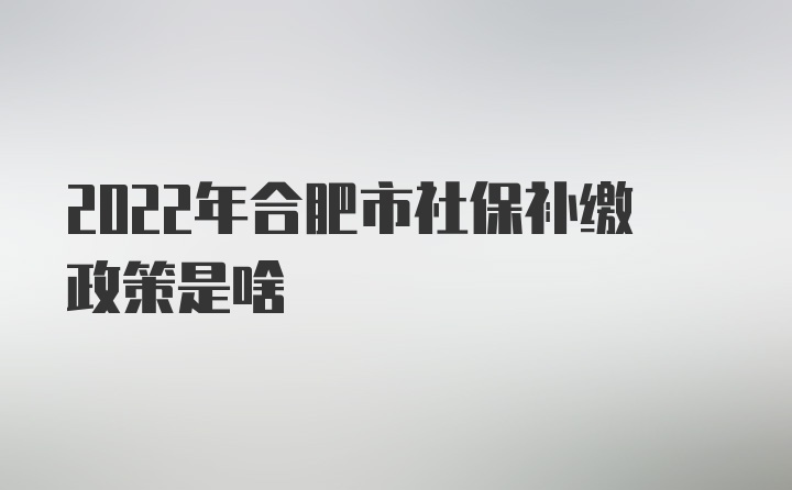 2022年合肥市社保补缴政策是啥