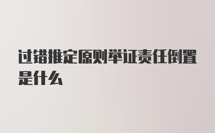 过错推定原则举证责任倒置是什么