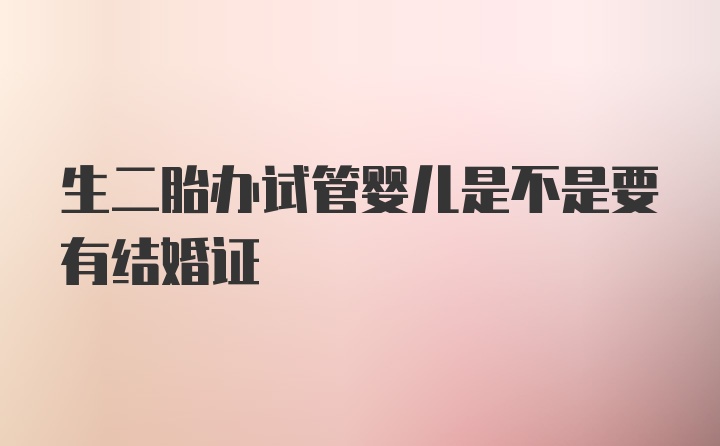 生二胎办试管婴儿是不是要有结婚证