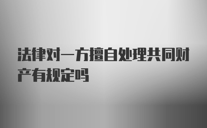 法律对一方擅自处理共同财产有规定吗