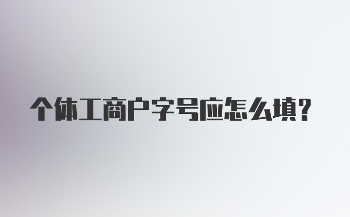 个体工商户字号应怎么填?