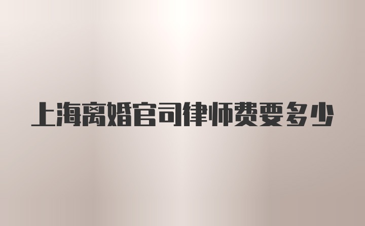 上海离婚官司律师费要多少