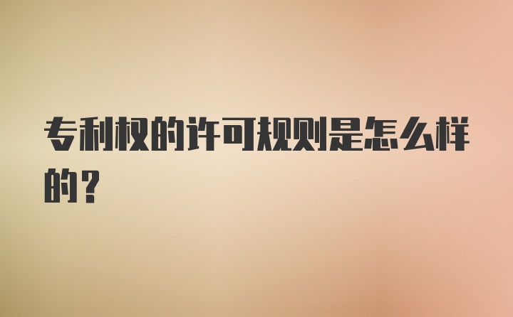 专利权的许可规则是怎么样的？