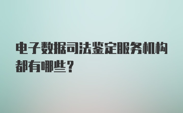 电子数据司法鉴定服务机构都有哪些？