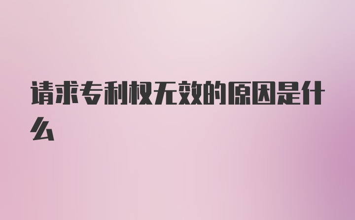 请求专利权无效的原因是什么