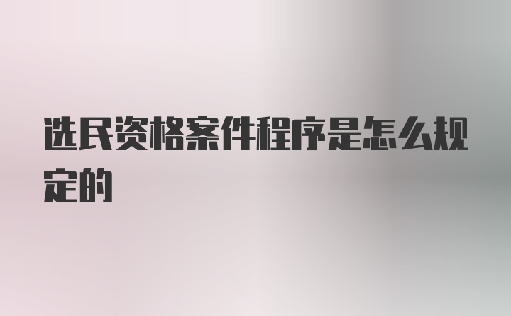 选民资格案件程序是怎么规定的