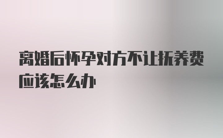 离婚后怀孕对方不让抚养费应该怎么办