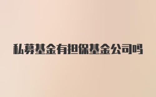 私募基金有担保基金公司吗