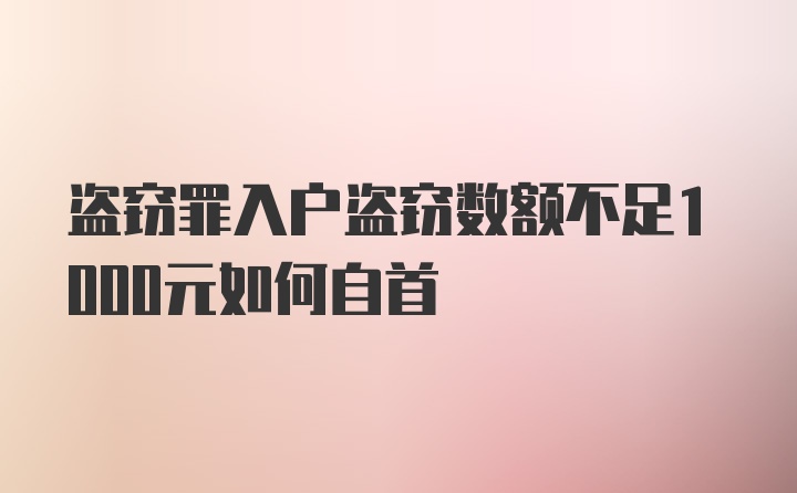 盗窃罪入户盗窃数额不足1000元如何自首