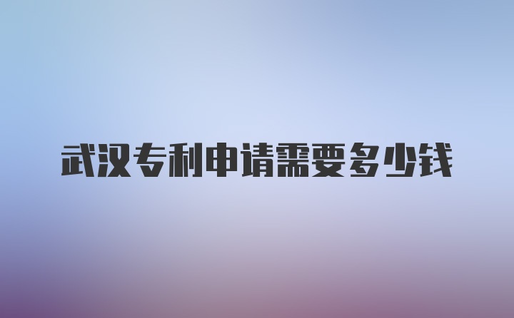 武汉专利申请需要多少钱