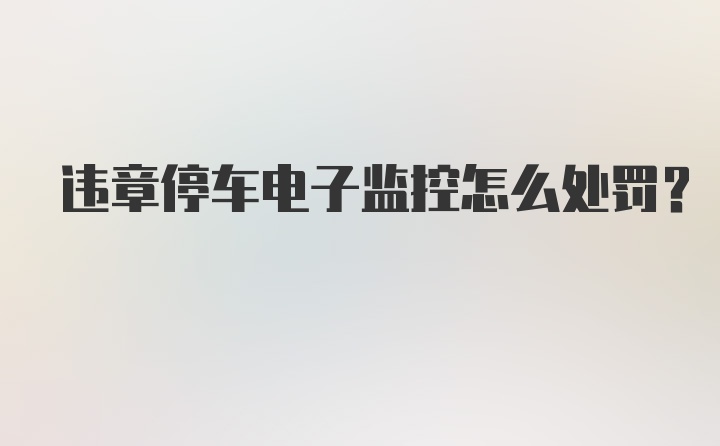 违章停车电子监控怎么处罚？