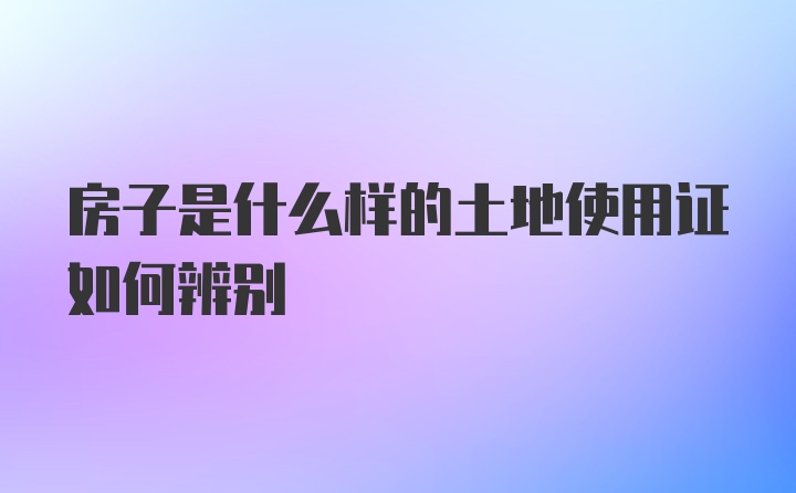 房子是什么样的土地使用证如何辨别