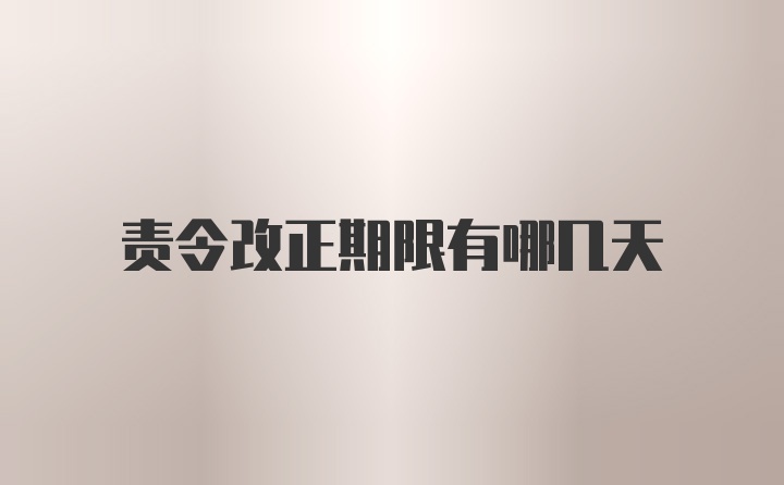 责令改正期限有哪几天