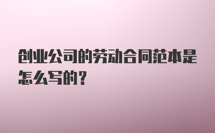 创业公司的劳动合同范本是怎么写的？