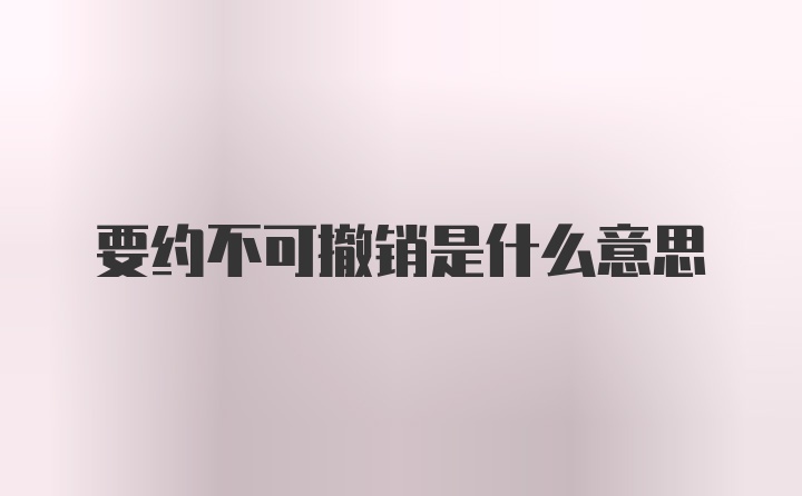 要约不可撤销是什么意思