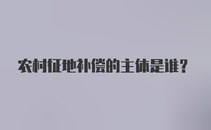 农村征地补偿的主体是谁？