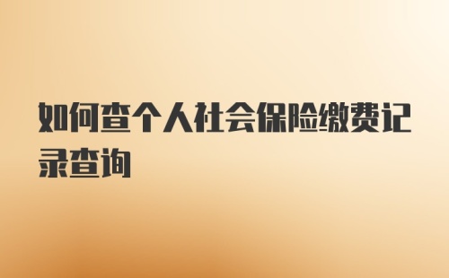 如何查个人社会保险缴费记录查询