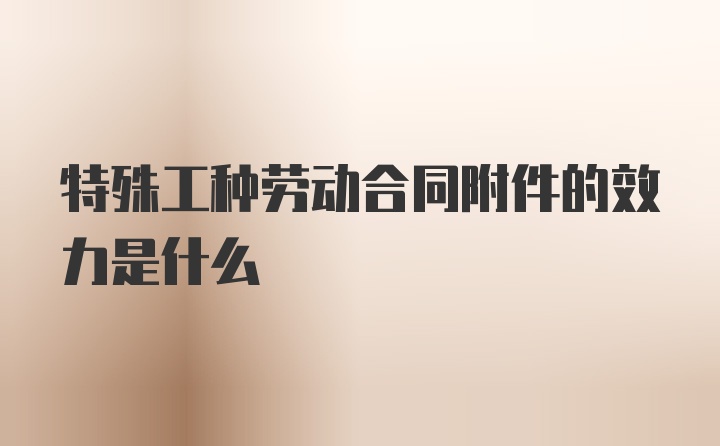 特殊工种劳动合同附件的效力是什么